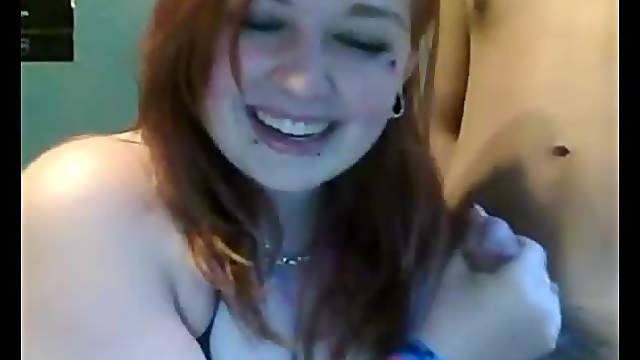 Cute teen redhead jacks a cock on webcam