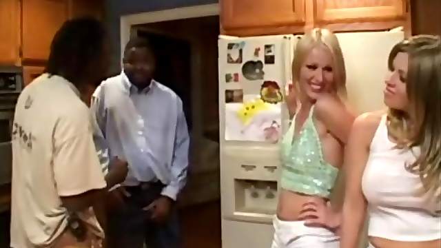 Interracial foursome foreplay with pussy eating fun