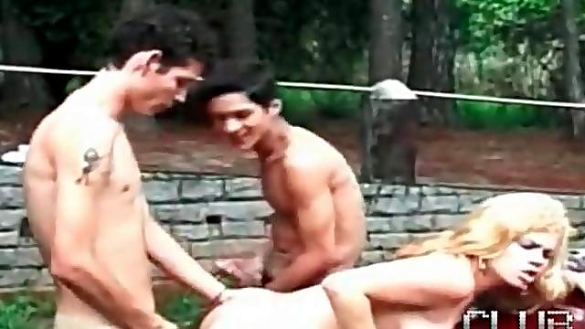 Anal sex in outdoor bisexual group scene