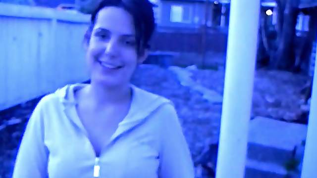 GF cutie in hoodie and sweats outdoors