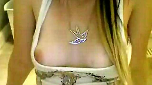 Webcam girl shows off her perky tits to everyone