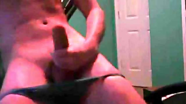 Smooth chested twink boy jerks off his boner