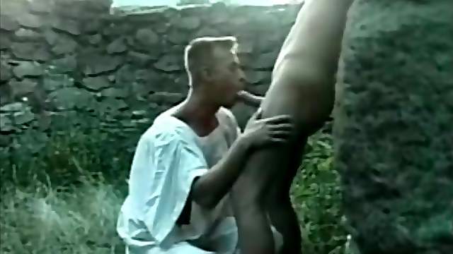 He lustily worships a hard dick outdoors