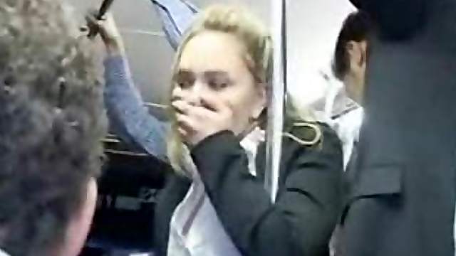 Cute girl is fingered on the bus