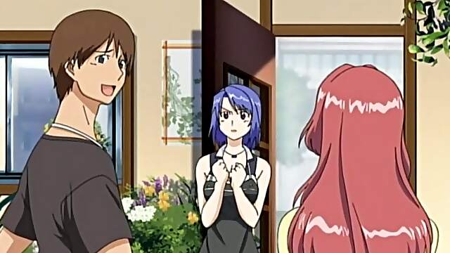 Blue-haired cutie gets her big boobs sucked and fucked in an animated fantasy