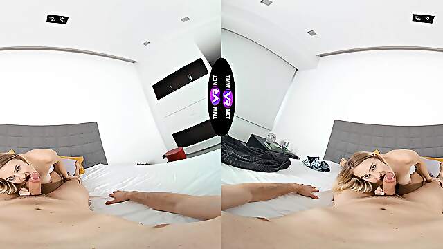 Czech teen Kristy Waterfall rides cock in vr