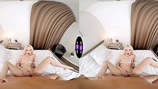 Blonde teen riding cock in reverse cowgirl in vr