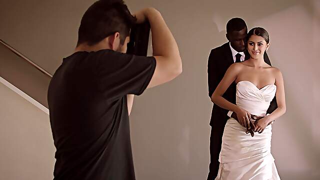 A stunning bride, Sophia Leone, rides a massive black cock with incredible passion.