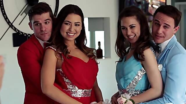 Skinny Riley and Melissa pleasure each other in a wild foursome