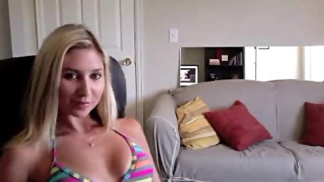 Blonde in bikini chats and humiliates